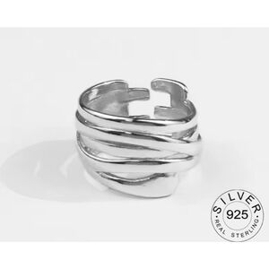 NEW Unisex Large Multilayer Wrap 925 Sterling Silver Band Ring, Adjustable‎ Size